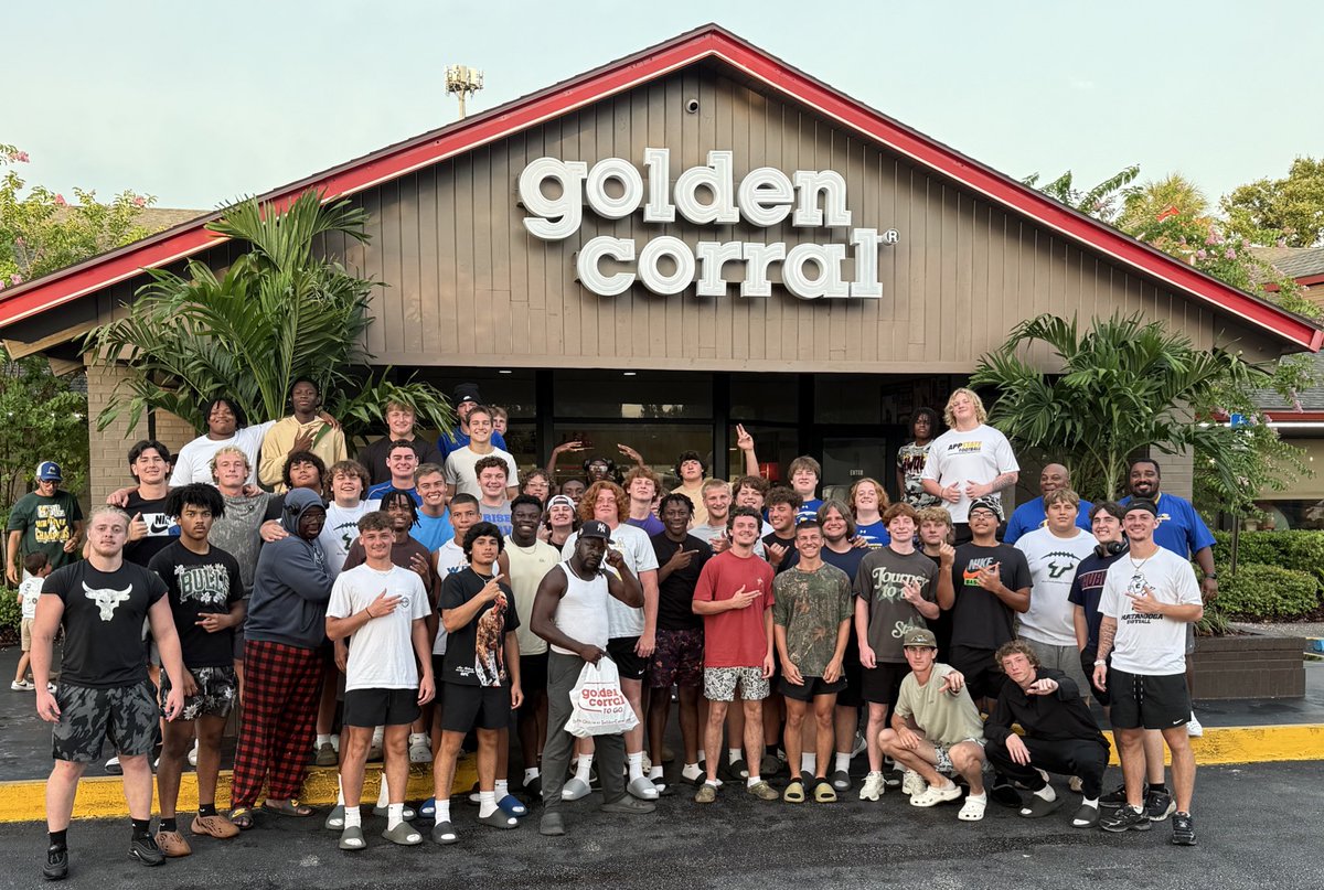 Anthony Frate (@mrcoachfrate) on Twitter photo 🌴🌀🏈 HUGE HURRICANE thank you to <a href="/goldencorral/">Golden Corral</a> for feeding <a href="/OfficialWrenFB/">Wren Hurricane Football</a> tonight after our players attended <a href="/USFFootball/">USF Football</a> camps earlier in the day‼️GREAT ENERGY‼️<a href="/OfficialWren/">Wren High School</a> <a href="/CoachPerdomo/">Chris Perdomo</a> <a href="/Miller_Jordan3/">Jordan Miller</a> <a href="/CoachJGordo/">Joel Gordon</a> <a href="/CoachGolesh/">Alex Golesh</a> 🌴🌀🏈 HUGE HURRICANE thank you to <a href="/goldencorral/">Golden Corral</a> for feeding <a href="/OfficialWrenFB/">Wren Hurricane Football</a> tonight after our players attended <a href="/USFFootball/">USF Football</a> camps earlier in the day‼️GREAT ENERGY‼️<a href="/OfficialWren/">Wren High School</a> <a href="/CoachPerdomo/">Chris Perdomo</a> <a href="/Miller_Jordan3/">Jordan Miller</a> <a href="/CoachJGordo/">Joel Gordon</a> <a href="/CoachGolesh/">Alex Golesh</a>