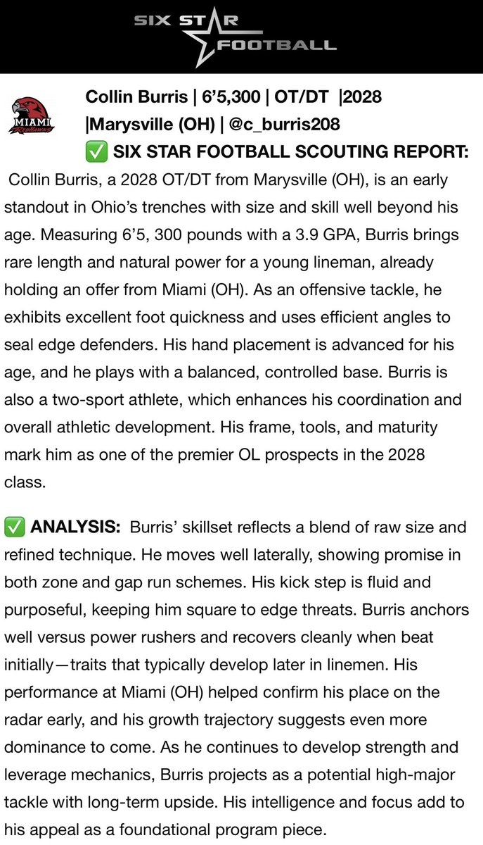 Collin Burris (@c_burris2028) on Twitter photo Thank you <a href="/sixstarfootball/">Six Star Football | PLUS+</a> for the fantastic write up! #NoExcusesGetBetter <a href="/myoungoc77/">Mike Young</a> <a href="/Coachjpatton/">James Patton</a> <a href="/OHLineAcademy/">The OH Line Academy</a> <a href="/MattWilsonDPP/">Matt Wilson</a> <a href="/TylerBowen/">Tyler Bowen</a> <a href="/etwill21/">Ed Terwilliger</a> <a href="/Mark__Porter/">ScoutingOhio.com - 247 Sports - Bucknuts</a> <a href="/Birm/">Jeremy Birmingham</a> <a href="/Coach_BHaines/">Bryant Haines</a> <a href="/CFDGermanese/">mike germanese</a> <a href="/mfarrellsports/">Mike Farrell</a> Thank you <a href="/sixstarfootball/">Six Star Football | PLUS+</a> for the fantastic write up! #NoExcusesGetBetter <a href="/myoungoc77/">Mike Young</a> <a href="/Coachjpatton/">James Patton</a> <a href="/OHLineAcademy/">The OH Line Academy</a> <a href="/MattWilsonDPP/">Matt Wilson</a> <a href="/TylerBowen/">Tyler Bowen</a> <a href="/etwill21/">Ed Terwilliger</a> <a href="/Mark__Porter/">ScoutingOhio.com - 247 Sports - Bucknuts</a> <a href="/Birm/">Jeremy Birmingham</a> <a href="/Coach_BHaines/">Bryant Haines</a> <a href="/CFDGermanese/">mike germanese</a> <a href="/mfarrellsports/">Mike Farrell</a>
