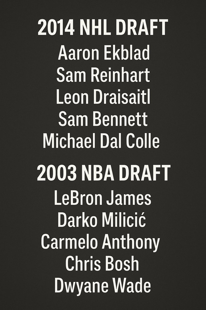 The fact both the Heat back to back championship teams and the Panthers back to back championship teams had 3 of the top 5 guys in one draft, with one being selected initially by the home team, is pretty cool.