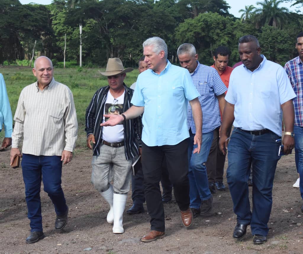 #LaLuchaNoHaCesado
Efectuaron visita a la UBPC El Entronque,  <a href="/DiazCanelB/">Miguel Díaz-Canel Bermúdez</a> y <a href="/DrRobertoMOjeda/">Dr. Roberto Morales Ojeda</a>,allí constataron los rendimientos y la diversidad de las producciones, su principal renglón que es la caña y también se dedican a la siembra de cultivos varios. #ANAPCuba