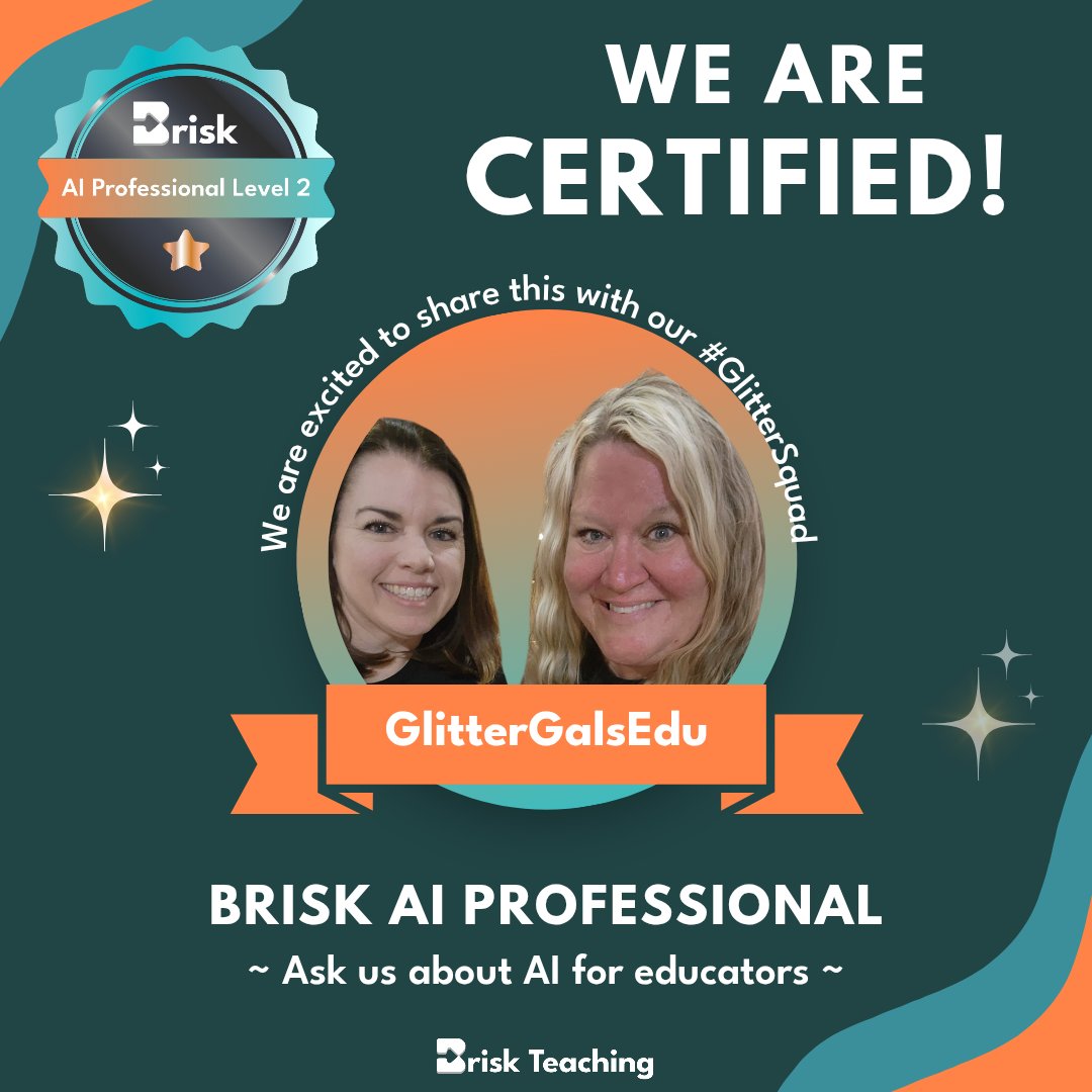 β
πΆπππππππΆππππ΄ππ β
(@glittergalsedu) on Twitter photo The GlitterGals have earned their Brisk Teaching AI Professional Level 1 & 2 Certifications! π Brisk can save you time with planning! Download Brisk for free today β‘οΈ briskteaching.com #aitoolsforteachers #edtechtools <a href="/briskteaching/">Brisk Teaching</a> The GlitterGals have earned their Brisk Teaching AI Professional Level 1 & 2 Certifications! π Brisk can save you time with planning! Download Brisk for free today β‘οΈ briskteaching.com #aitoolsforteachers #edtechtools <a href="/briskteaching/">Brisk Teaching</a>