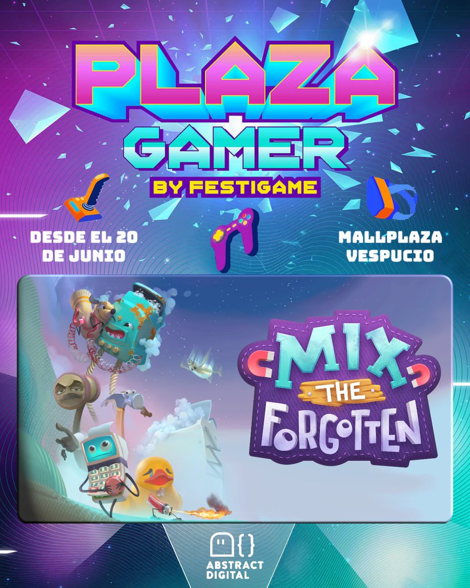 AbstractDw's tweet photo. 📣Desde este 20 y hasta el 29 de Junio, Mix y Bulbo estarán en 🕹Plaza Gamer by @festigame en la zona de desarrolladores nacionales.

🫡Te esperamos junto a otros 23 estudios que estarán gracias a @vgchile 

#indiegame #plazagamer #festigame #indiedev https://t.co/vBBt3sytkH