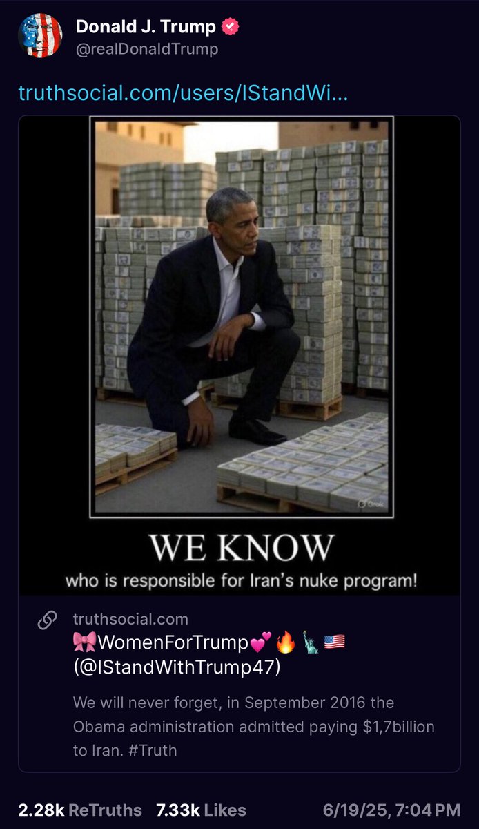 Trump just shared that nothing can stop what is coming, and basically that all roads lead back to Obama. 👀