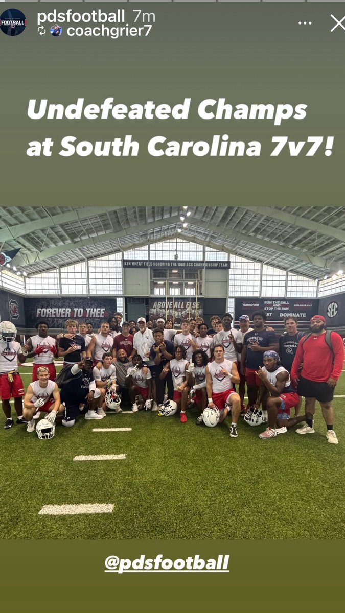 CarterPilon2's tweet image. Shane Beamer 7x7 CHAMPS 🏆2nd year in a row… Let’s GO. Undefeated. 

Great competition and looking forward to regular season! @PDS_ChargersFB @ChadGrier_ @GamecockFB @iKingGreen @CoachCoiro