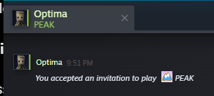 banewastaken's tweet image. This game's name being literally PEAK is so funny bro, like your friend really goes "hop on PEAK"