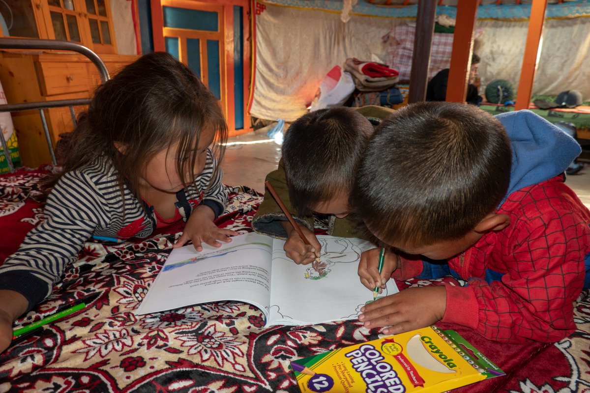 They suggested kids enjoyed coloring books as gifts.

It just happened I made a few coloring books for fun, so I brought them and handed them out with colored pencils as we rode across the Mongol Steppe.