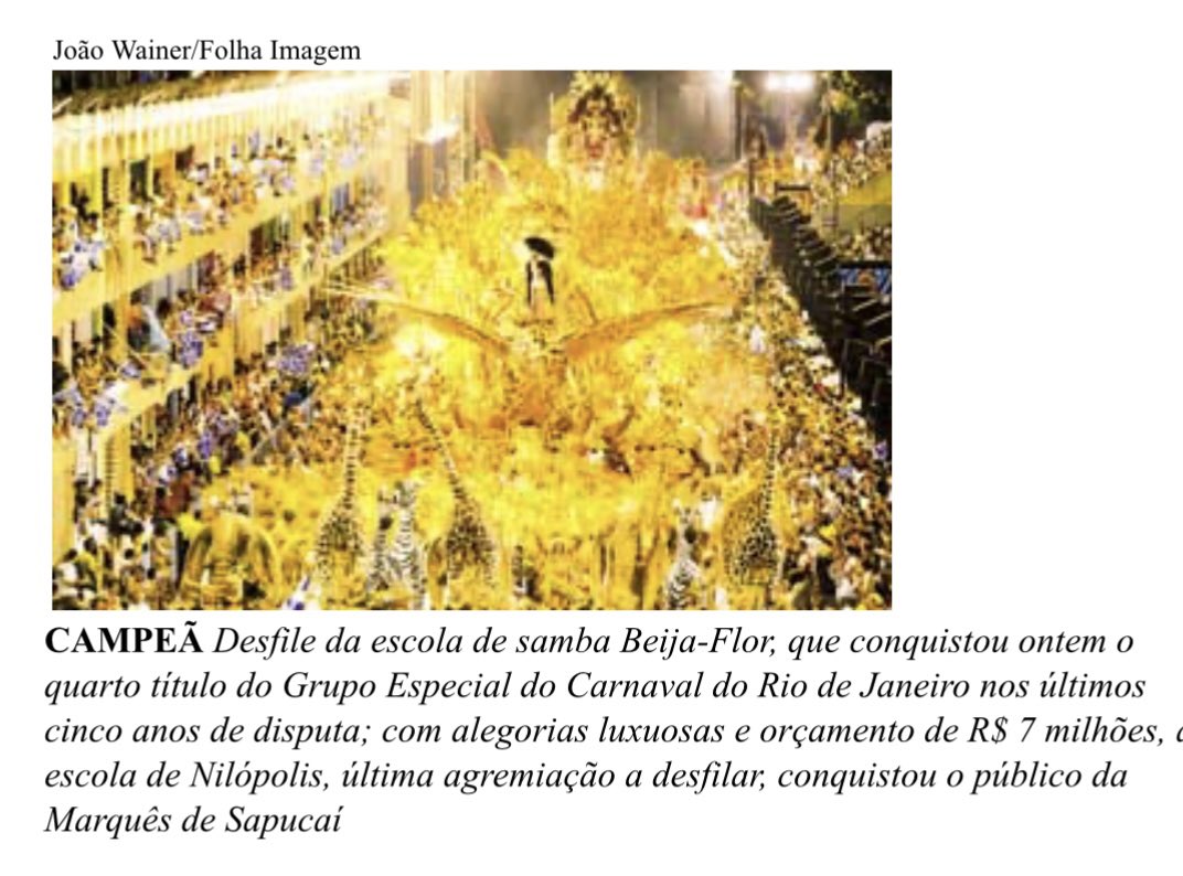 A Beija-Flor investiu cerca de R$ 7 milhões no carnaval de 2007.