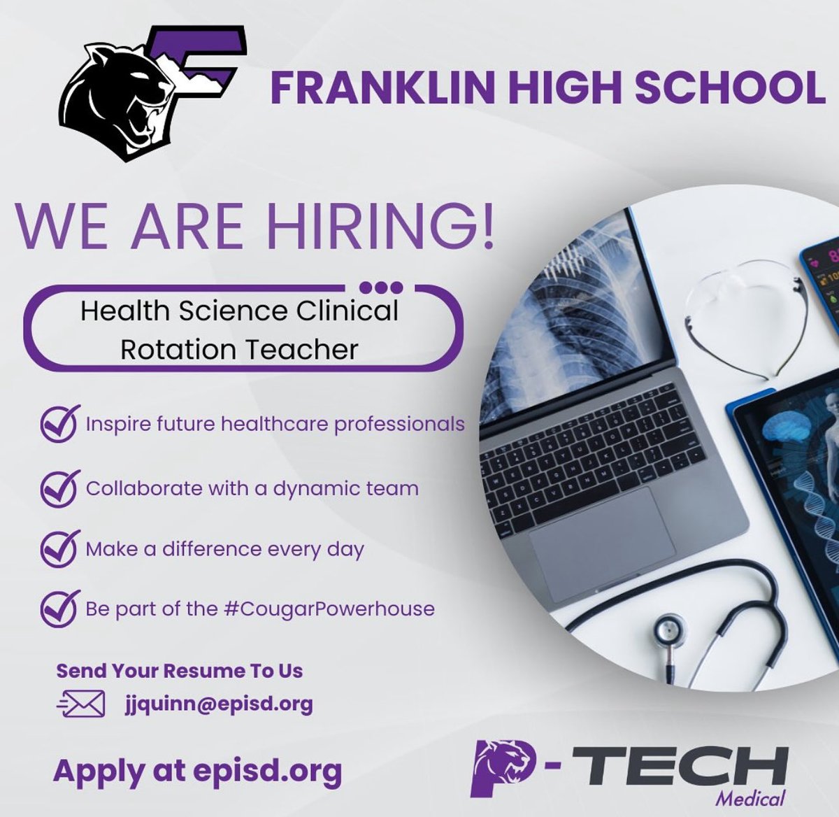 CTE_EPISD (@cte_episd) on Twitter photo Are you ready to inspire the next generation of healthcare providers? Join our CTE <a href="/ELPASO_ISD/">El Paso ISD</a> team as a Health Science Teacher🩺! Use your clinical knowledge and healthcare experience to transform lives🚑! <a href="/ESCRegion19/">ESC-Region 19</a> <a href="/EPISD_HR/">EPISD Human Resources</a> Are you ready to inspire the next generation of healthcare providers? Join our CTE <a href="/ELPASO_ISD/">El Paso ISD</a> team as a Health Science Teacher🩺! Use your clinical knowledge and healthcare experience to transform lives🚑! <a href="/ESCRegion19/">ESC-Region 19</a> <a href="/EPISD_HR/">EPISD Human Resources</a>