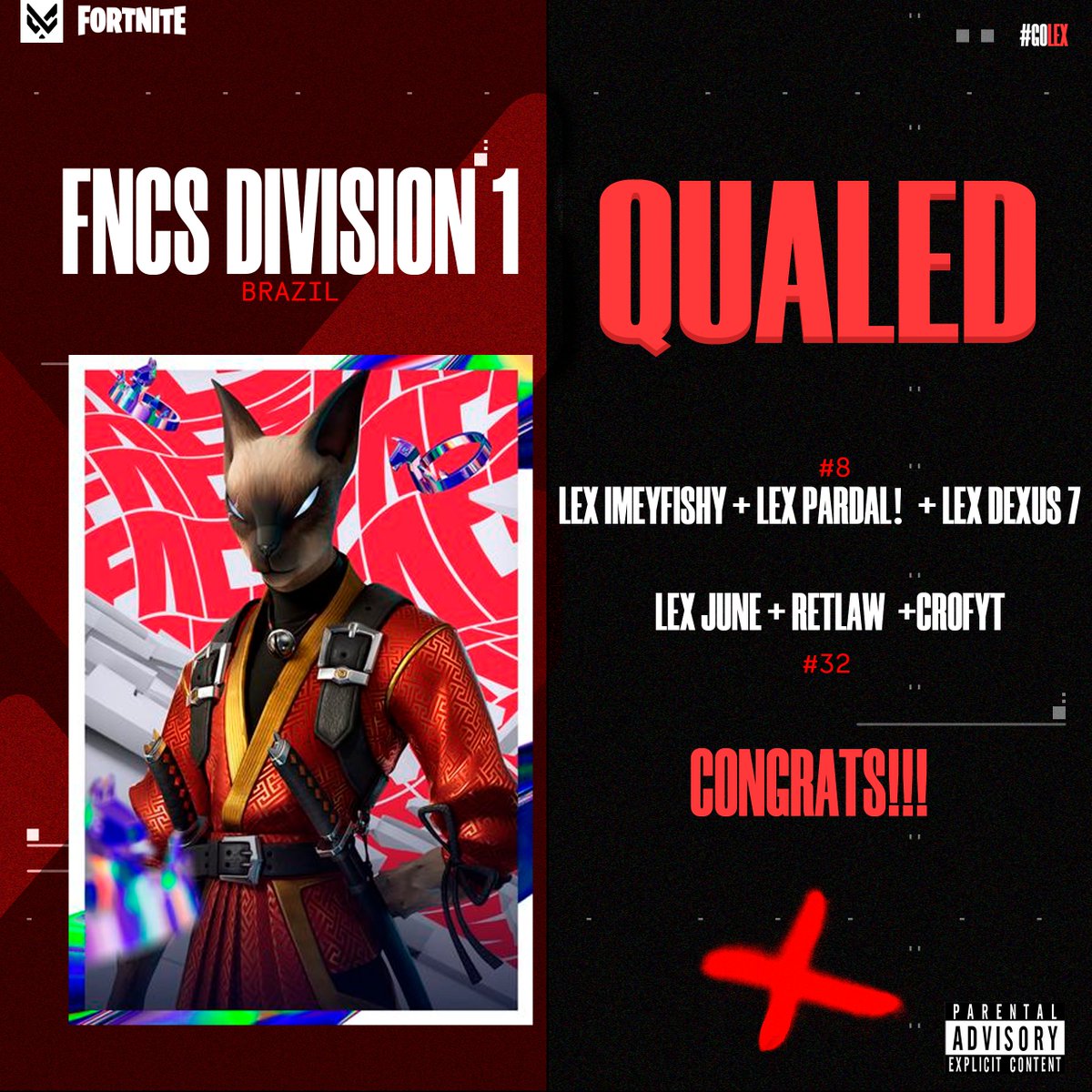 Excelentes Resultados el Dia de hoy! 
Qualed! 
#8 <a href="/imeyfishyfv/">Zen iMeyfishyfv!</a> <a href="/Potatito7/">+</a> <a href="/dexusbtw/">Dexus</a> 
#32 <a href="/Junefn_/">June</a>  <a href="/RetlawFN/">SMK RetlawZ</a> <a href="/crofytt2/">crofytt2</a> 
Feliciades! 

#golex