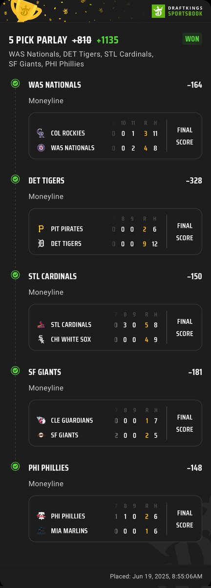 Nice win on this little +1135