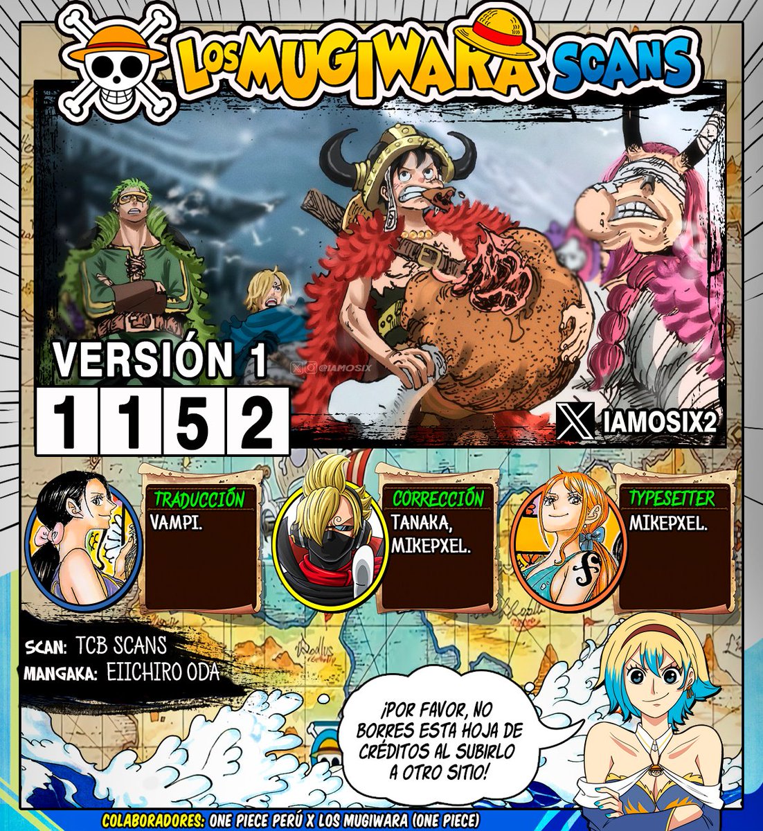 LosMugiwaraScan's tweet photo. ONE PIECE CAPÍTULO 1152: "VERSIÓN 1"
-------
■ Traducción: @LosMugiwaraScan
-------
►Leer Online / Descargar y PDF~> https://t.co/O0fNLl6HeJ
-------
Créditos del Coloreo: @iamosix2
-------
#ONEPIECE1152 https://t.co/xFQcPkvqBS