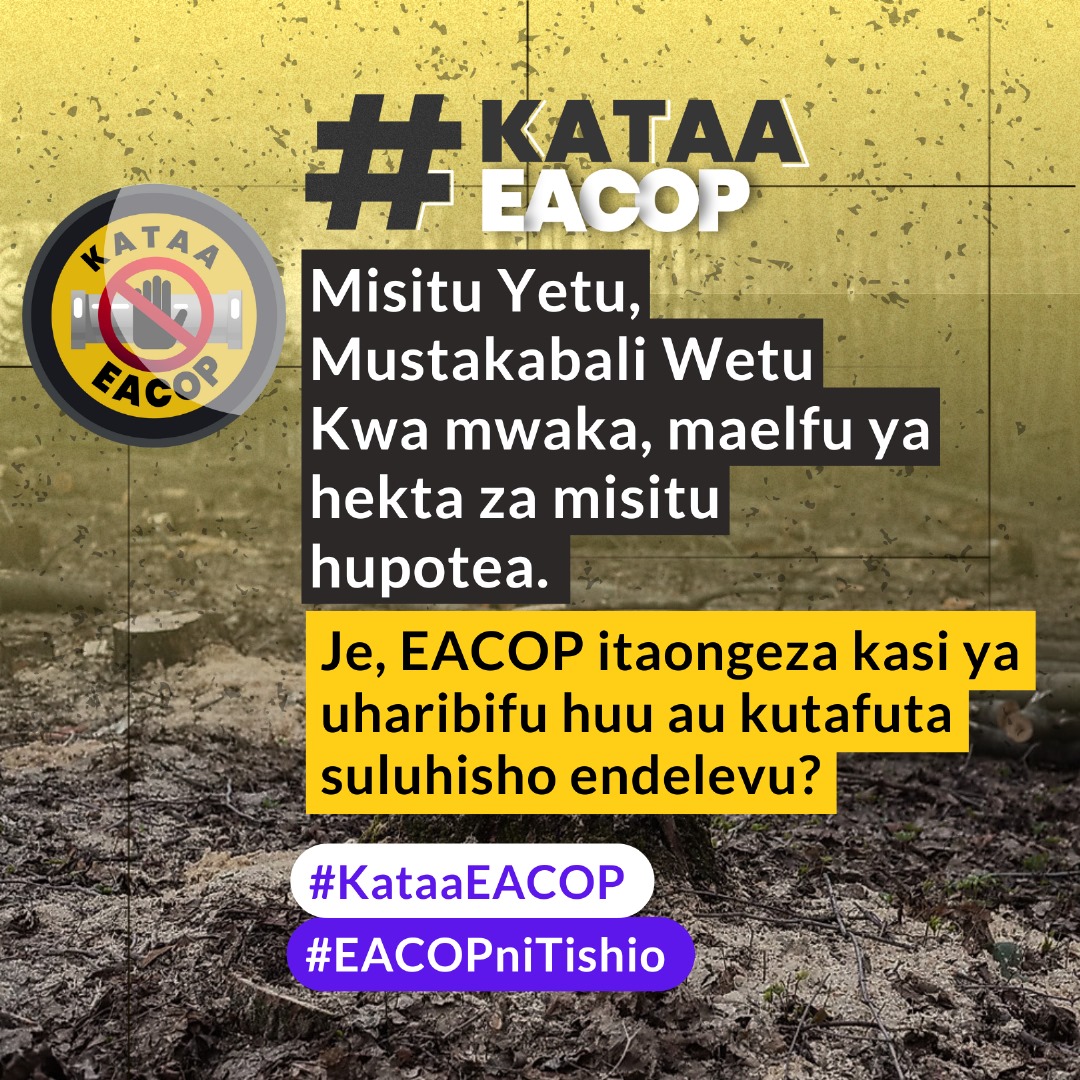 Digging a section of an oil pipeline into the ground often requires clearing vegetation. In Tanzania, due to the EACOP project, we have lost thousands of hectares of trees to make way for the project, which had environmental benefits...
#KataaEACOP  #EACOPniTishio