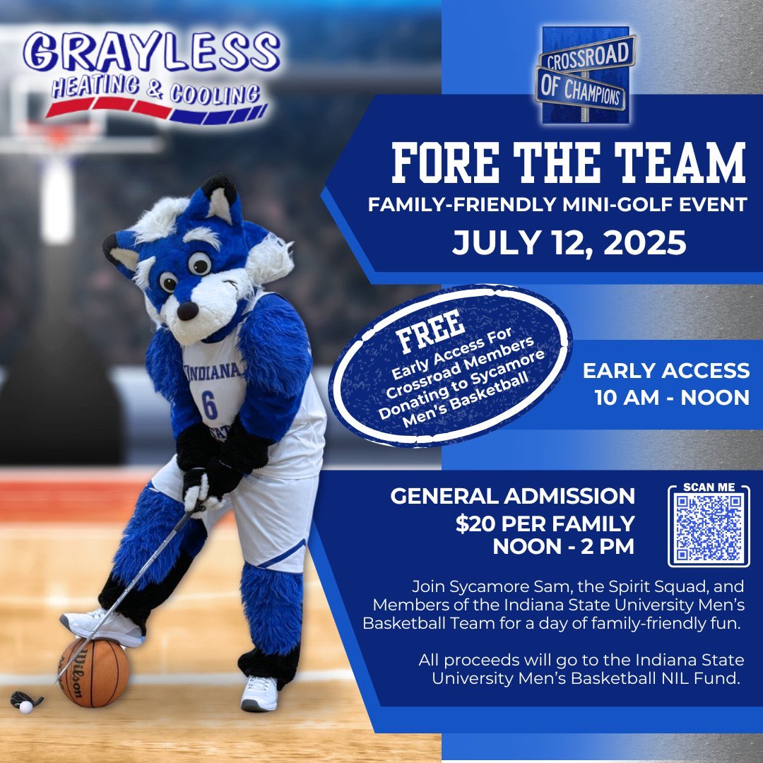 Sign up today! Can’t wait to see everyone in July at our Fore the Team Putt Putt event. Go Sycamores!
crossroadofchampions.com