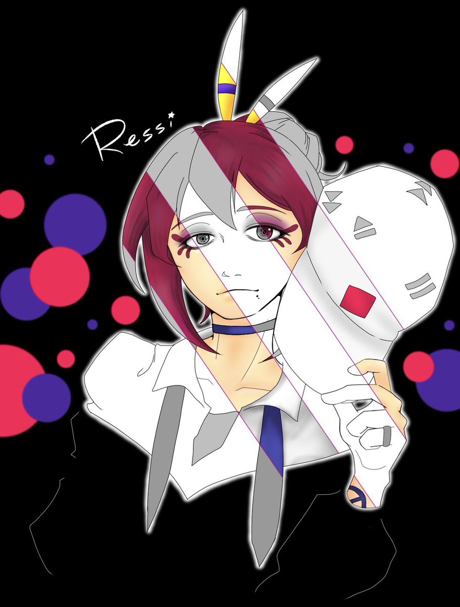 artwork from @/ha0ma0ya of ressi 💜🕷️

we did an art trade! i love how they look here... so cool, with such a cool pose!! 💜