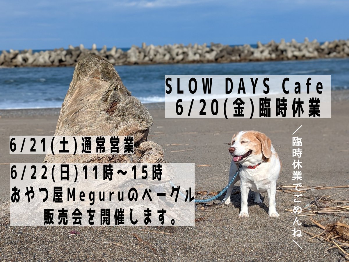 ＼6/20(金)臨時休業／
本日は子供の行事参加のため、カフェ営業をお休みします。