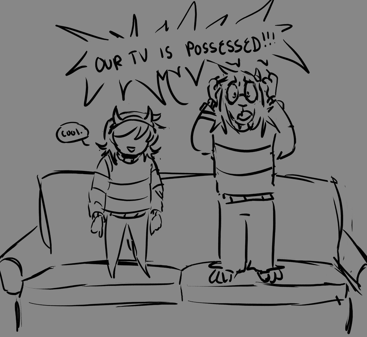 two little dreemurrs jumping on the couch