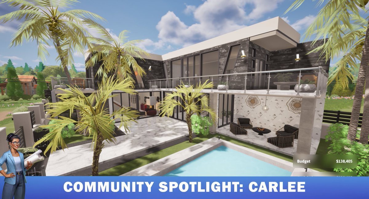 Modern, bold, and full of sunshine: Carlee’s design is a dream retreat come to life! From sleek stone textures to poolside perfection, this build shows what Architect Life is all about. Built with style and skill! ✨