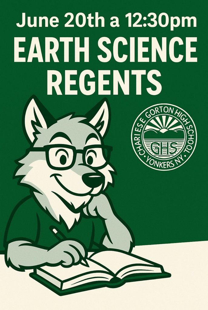 Calling All Wolves! Gorton will resume testing tomorrow for the US History Regents at 8:30am and Earth Science Regents at 12:30pm.  See you then!
