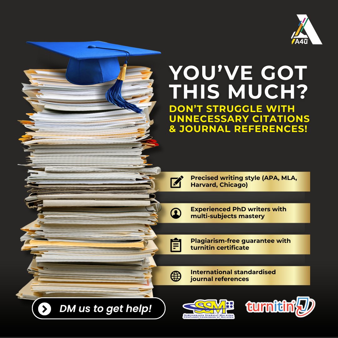 assignment4u_'s tweet image. Struggling with citations & formatting?
APA, MLA, Harvard, Chicago—we’ve got you covered. Let our pros polish your thesis to perfection. ✨📖 #ThesisSupport #FormattingHelp