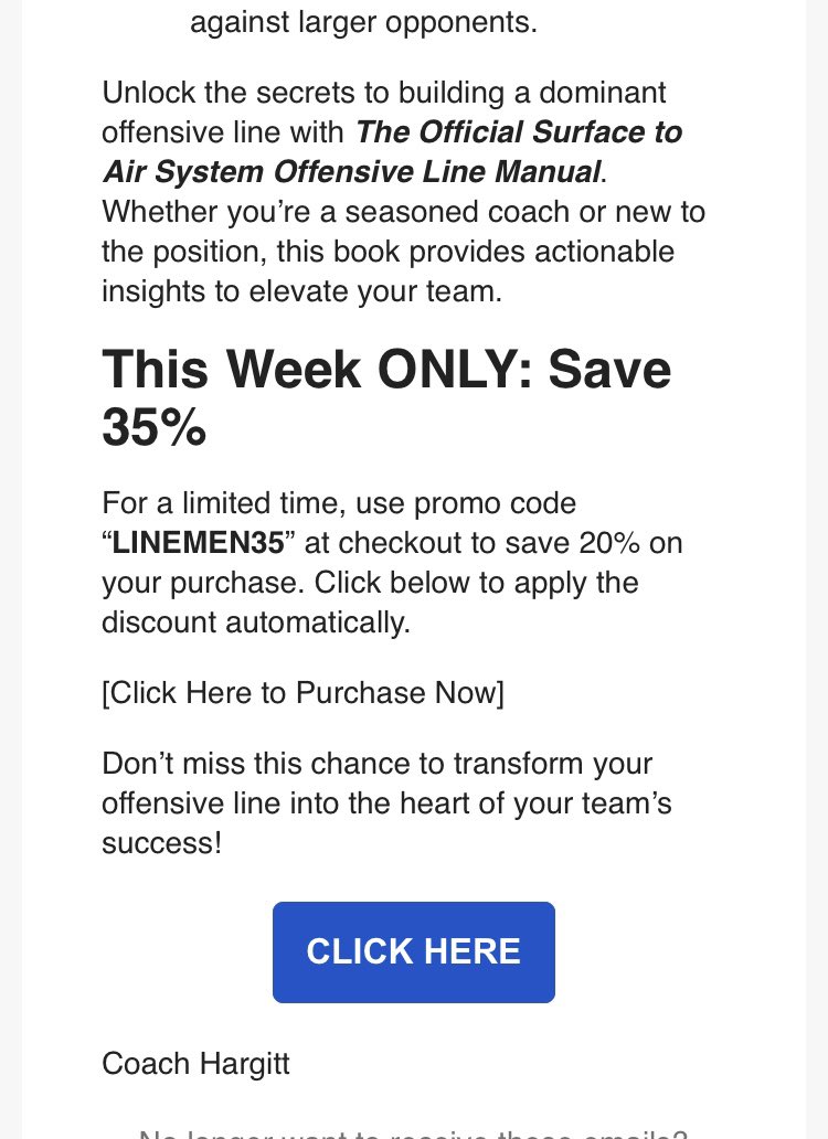 Coach Hargitt (@coachhargitt) on Twitter photo The <a href="/S2ASystem/">Surface to Air System</a> OL Manual is 35% off this week โ๏ธโ๏ธโ๏ธโ๏ธโ๏ธโ๏ธโ๏ธโ๏ธโ๏ธ
Click here ๐๐๐๐๐๐๐๐๐
richhargittfootball.com/products/the-oโฆ The <a href="/S2ASystem/">Surface to Air System</a> OL Manual is 35% off this week โ๏ธโ๏ธโ๏ธโ๏ธโ๏ธโ๏ธโ๏ธโ๏ธโ๏ธ
Click here ๐๐๐๐๐๐๐๐๐
richhargittfootball.com/products/the-oโฆ