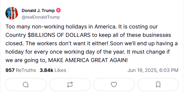 Trump suggests getting rid of Juneteenth