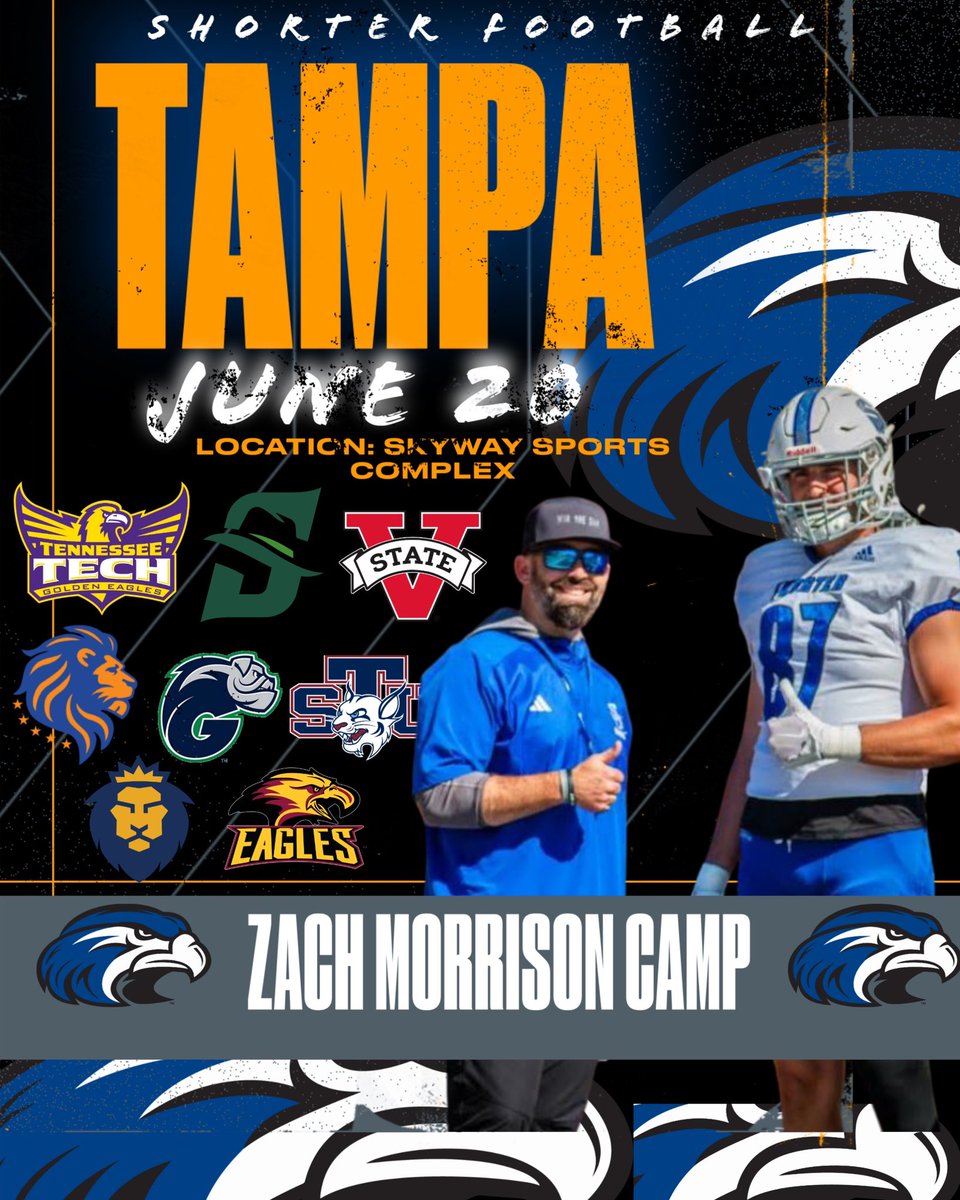 Tampa camp is gonna be a movie! 🎥 

Time to show out for the state of FLORIDA! 

See you there tomorrow 👀

Pre register: …hmorrisonfootballcamps.totalcamps.com/About%20Us