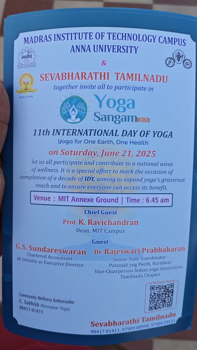 "People around Tambaram, Chromepet &amp; Pallavaram, please come and join us." 🙏🏻🧘🏻‍♂️🧘🏻‍♀️ #InternationalDayofYoga2025
