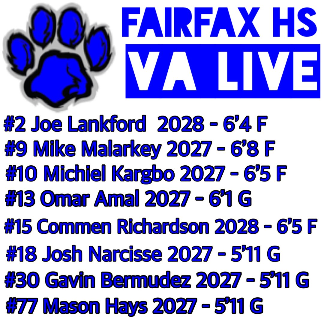 Fairfax will be participating this weekend in the VHSL Live at the St. James. Come check out our guys this Friday and Saturday.

Fri @ 9pm vs Champe - Court 4
Sat @ 5pm vs Green Run- Court 1
Sat @ 7pm vs Henrico - Court 4