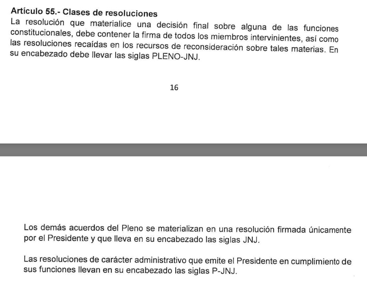 rcpereirach's tweet image. ¿Tan difícil es mostrar una resolución que resuelve una “nulidad de oficio” que contenga la firma de los 6 consejeros que supuestamente la aprobaron? No es verdad lo que sostiene el punto 5 del Comunicado JNJ. Se aplica el primer párrafo del art. 55 como siempre ocurrió.