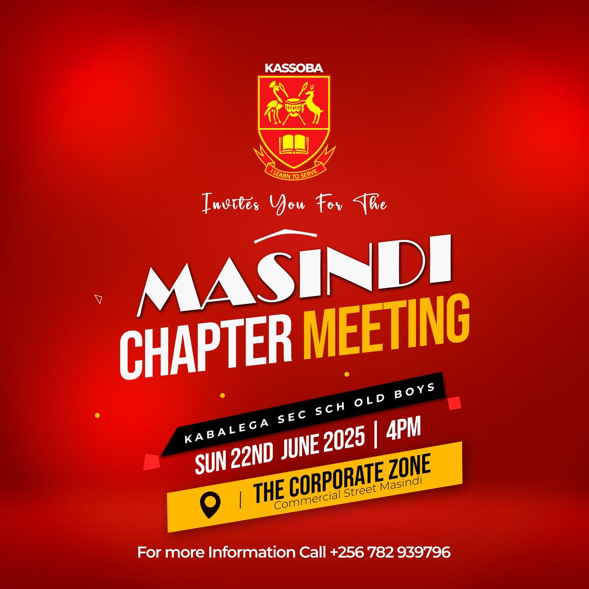This Sunday, Masindi chapter will hold ameeting at 4pm. Come let's discuss Old Boy's welfare