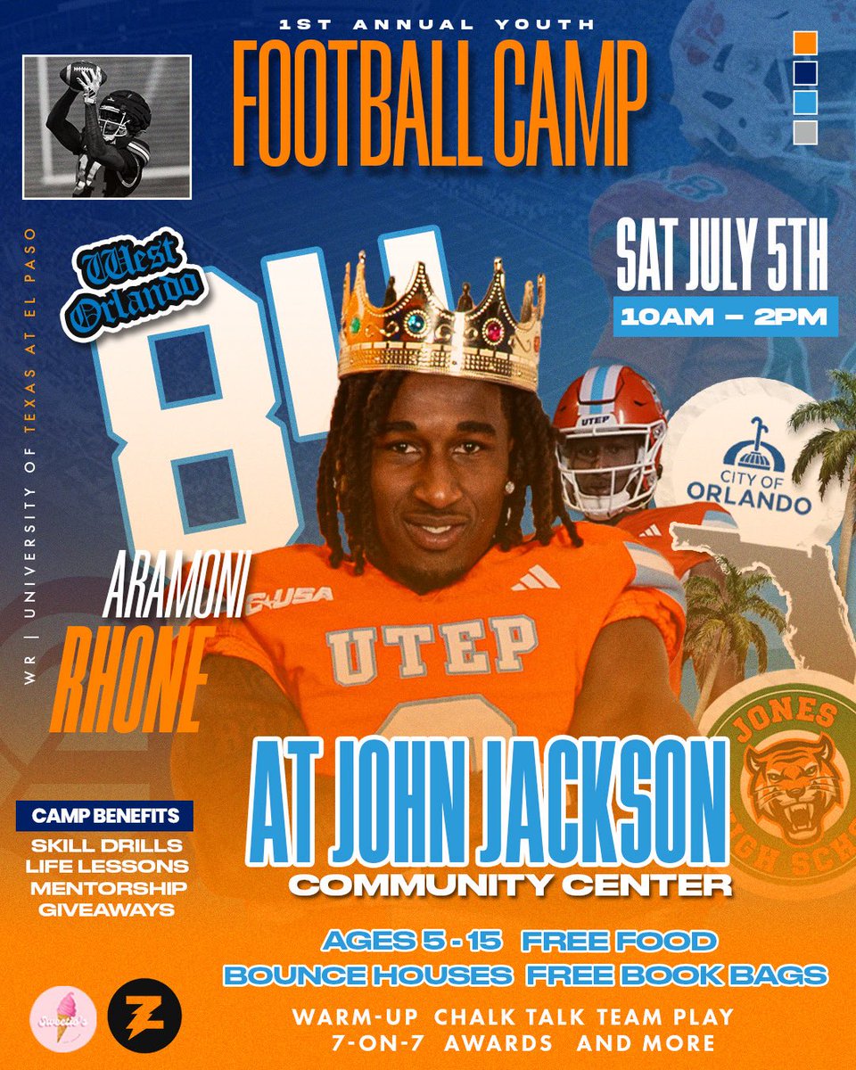 Aramoni Rhone (@aramonirhone1) on Twitter photo Saturday July 5th I Will Be Having My 1st Annual Youth Football Camp I Will Not Only Be Representing Myself But The Kids In My Community Is What Matters To Me The Most!!!!!! Letβs Work π§‘ <a href="/citybeautiful/">City of Orlando</a> <a href="/UTEPFB/">UTEP Football</a> Saturday July 5th I Will Be Having My 1st Annual Youth Football Camp I Will Not Only Be Representing Myself But The Kids In My Community Is What Matters To Me The Most!!!!!! Letβs Work π§‘ <a href="/citybeautiful/">City of Orlando</a> <a href="/UTEPFB/">UTEP Football</a>