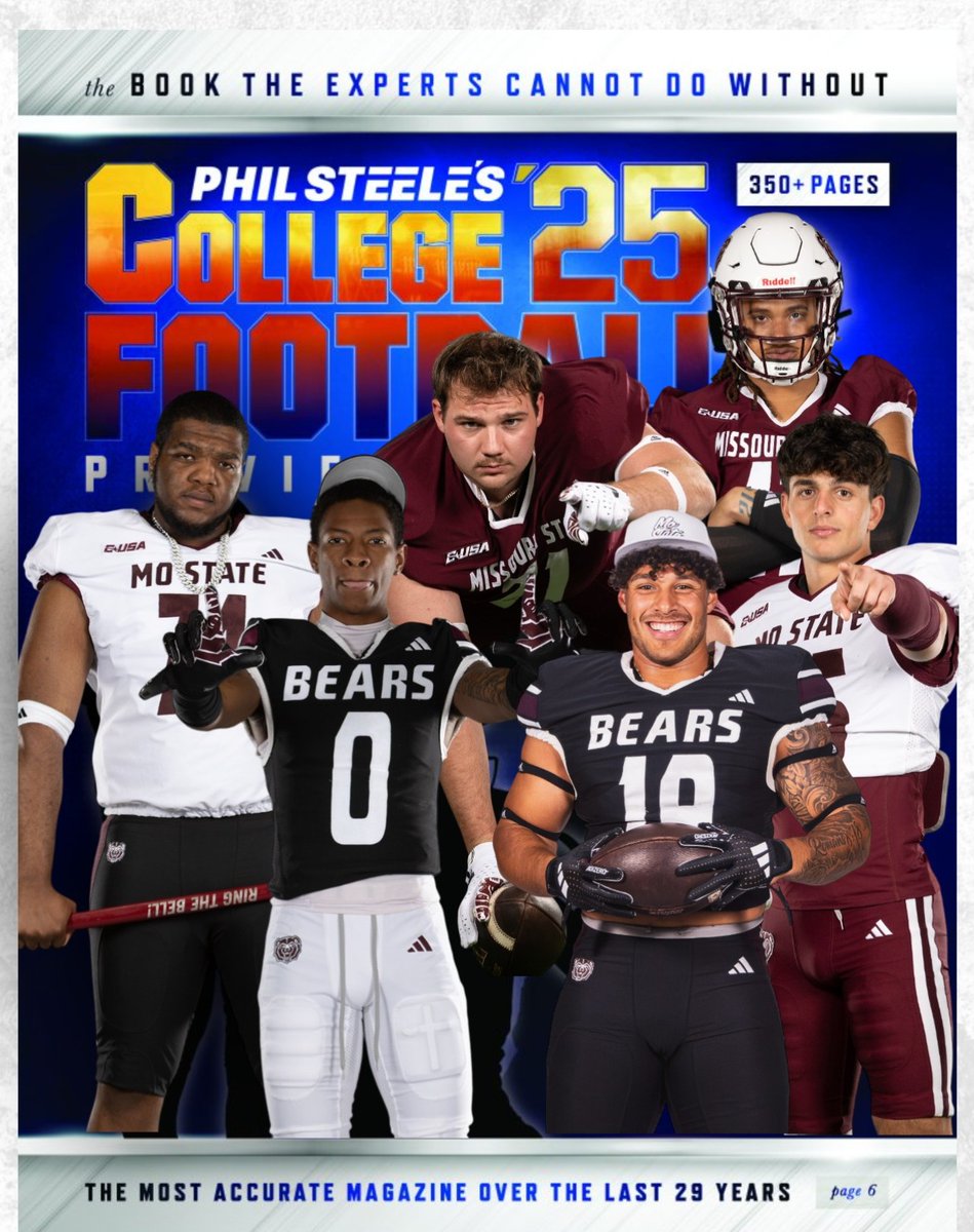 Missouri State Football (@mostatefootball) on Twitter photo Six Bears Named to Phil Steele Preseason Team
<a href="/philsteele042/">Phil Steele</a>
tinyurl.com/ms4mdf5n
#OutHitOutHustle #ProveIt #ConferenceUSA Six Bears Named to Phil Steele Preseason Team
<a href="/philsteele042/">Phil Steele</a>
tinyurl.com/ms4mdf5n
#OutHitOutHustle #ProveIt #ConferenceUSA