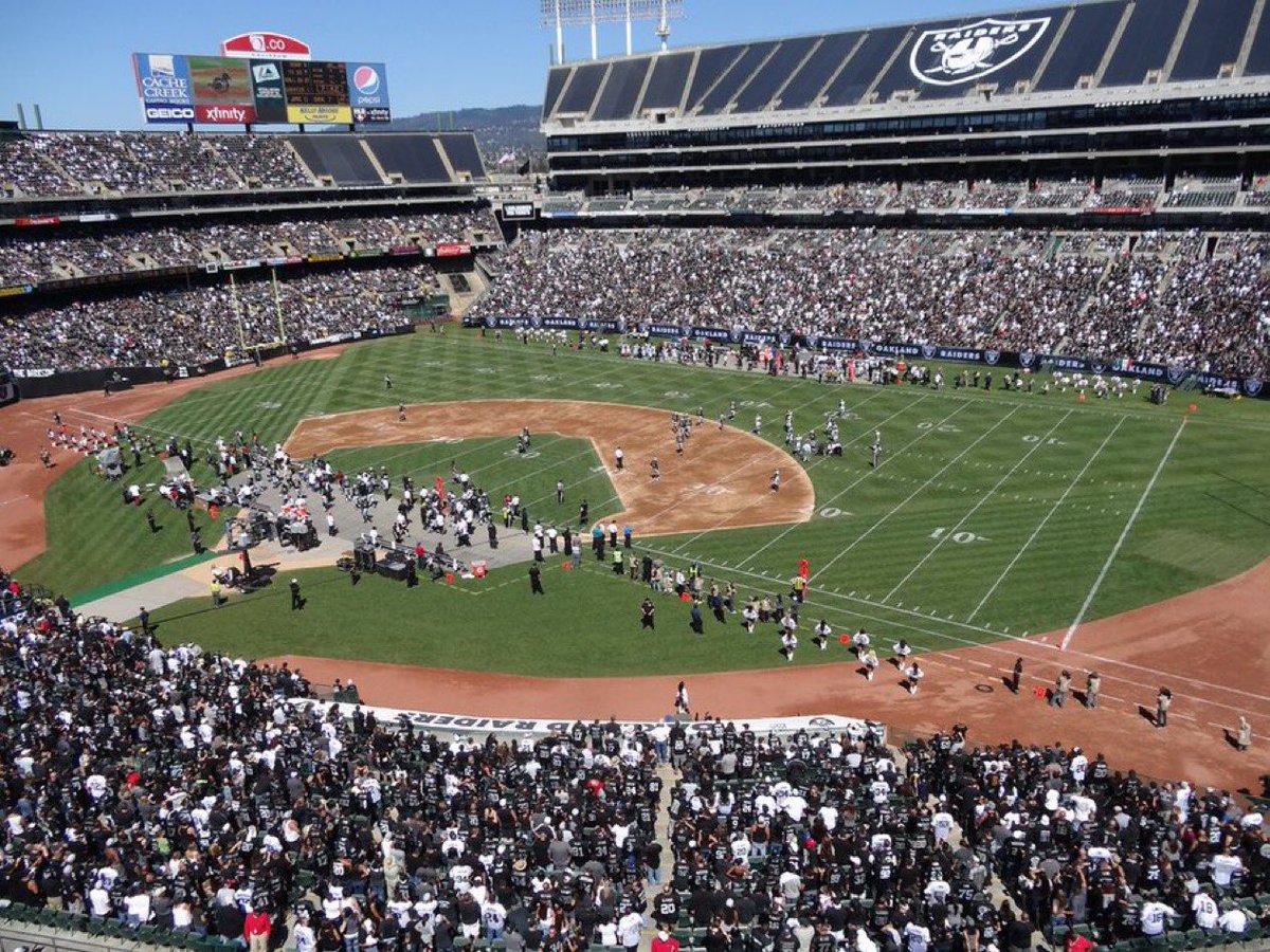 THROWBACK: When every September the #Raiders played in Oakland with a baseball diamond smack in middle of the field…

THE GOOD OLD DAYS.
