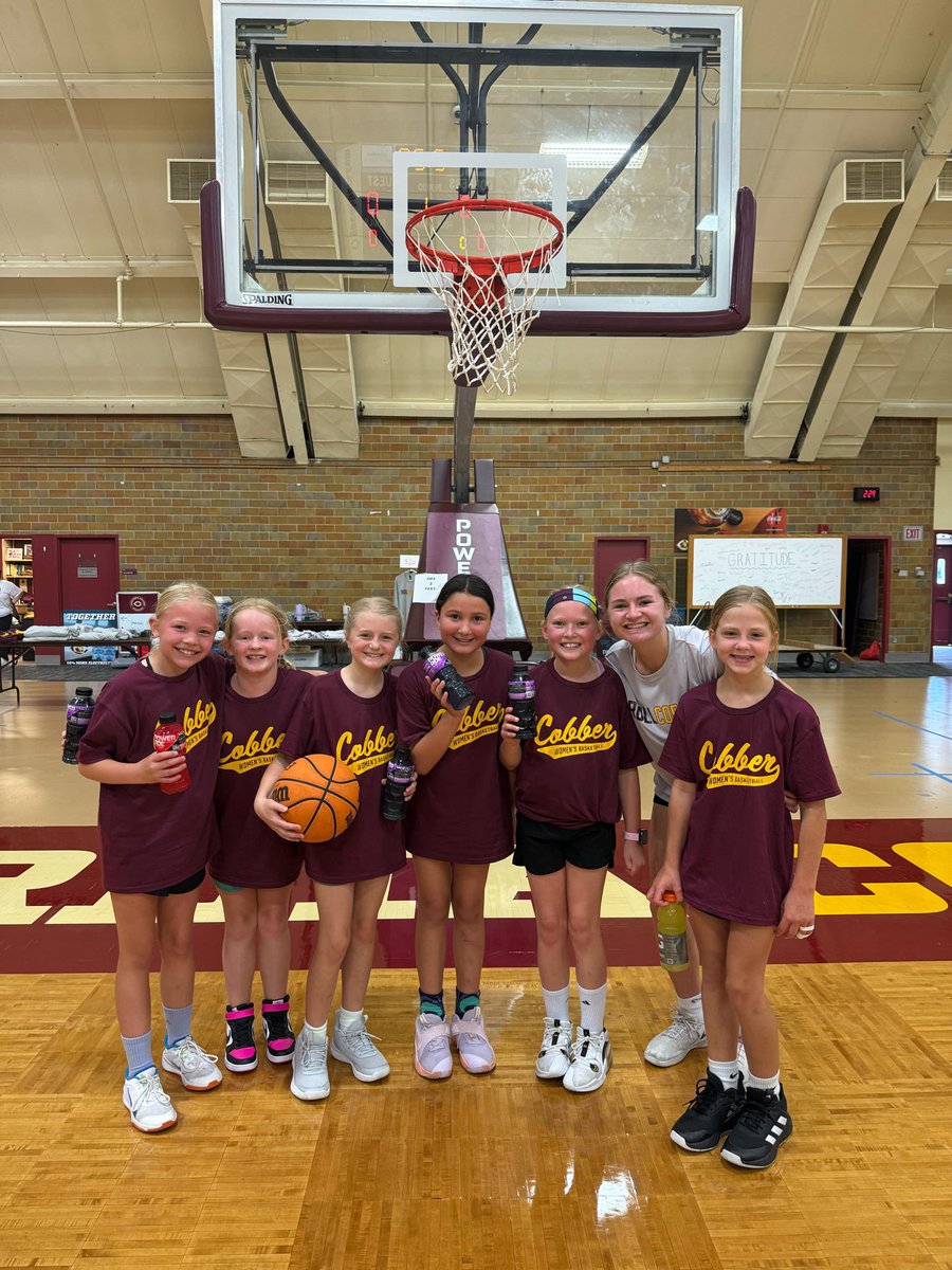 🏀And that’s a wrap on Day Camp 2025! Big smiles, big energy, and even bigger memories. Thanks to all our future Cobbers for making it an awesome week — can’t wait to do it all again next summer! 💛💪 #CobberWbbCamp  #RollCobbs