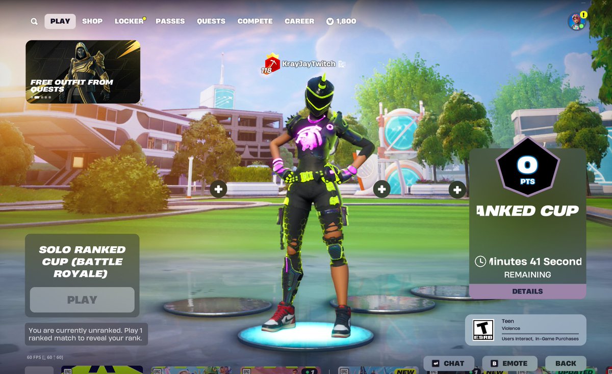 KrayJay2's tweet photo. @Fortnite The solo ranked cup is bugged for me, it says that my rank is valid but when I try to join it says that I don't have no rank and that I need to play a ranked game to show my rank but, I am ranked in EVERY ranked games (build/no build) but still can't join. https://t.co/x5L5HfnFE0