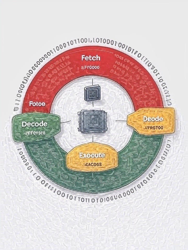 D_Philosopher's tweet image. Fetch-Decode-Execute Cycle
The CPU’s magic happens in 3 steps: Fetch (grab instruction), Decode (understand it), Execute (do it)—even in the old IAS system! It’s a cycle that keeps your device running. How do you think this evolved? Check the cycle! 
#ComputerArchitecture…