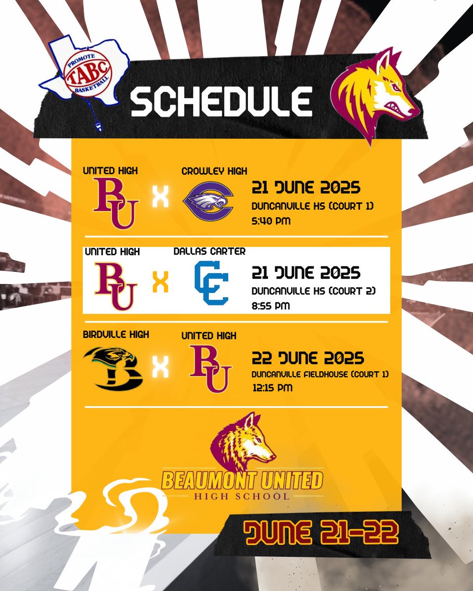 College coaches here is my schedule, I will be representing Beaumont United this weekend and going forward