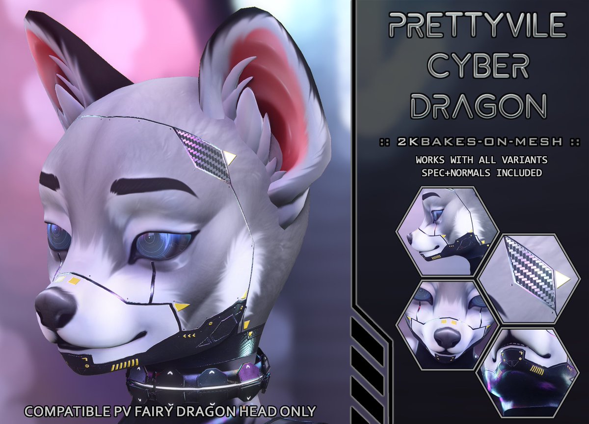 Here's my first set for the Fairy Dragon, I have plans for a couple more!

marketplace.secondlife.com/p/KK-Cyber-Dra…

#Secondlife #SLFurry