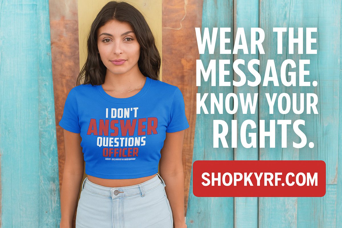 ShopKYRF's tweet photo. Say less. Stay protected. 💬✋
Our boldest tee yet makes your rights loud — even when you’re silent.
👕 Now available at https://t.co/liJRfa4q4H or https://t.co/JAOVhsCox0
#KnowYourRights #KYRF #RemainSilent #LegalEmpowerment https://t.co/XprIRY3oDW