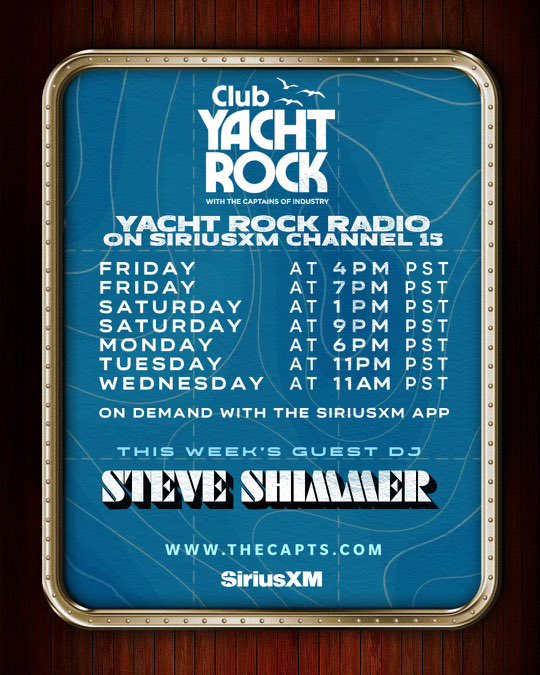 My mix for Club Yacht Rock on Sirius XM is airing for the first time tomorrow! It will play again throughout the week