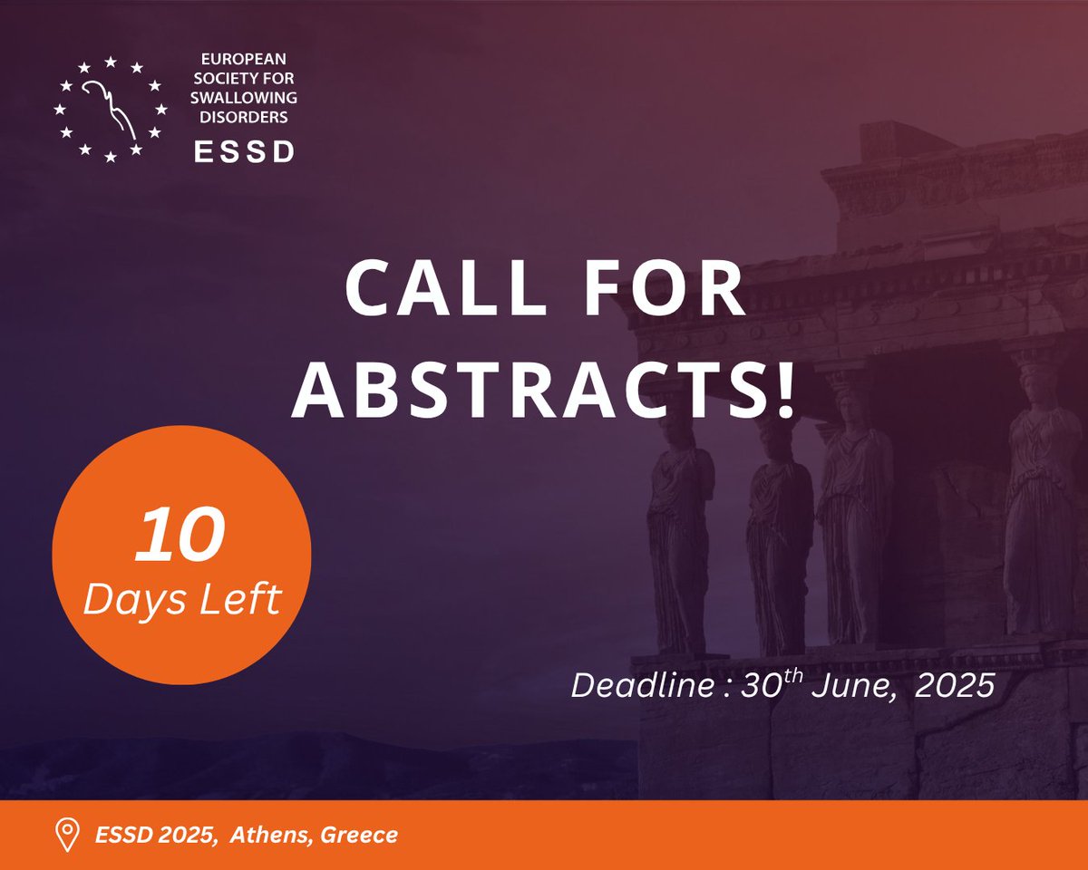 ESSD (@_essd_) on Twitter photo 📢 LAST #CALLFORABSTRACTS for #ESSD2025!
The submission deadline is approaching fast! Don't miss this opportunity to showcase your innovative research and connect with leading experts worldwide.
🚨 Deadline: June 30, 2025
📝 Submit now: pcoconvin.eventsair.com/essd25/abstrac…
#Dysphagia 📢 LAST #CALLFORABSTRACTS for #ESSD2025!
The submission deadline is approaching fast! Don't miss this opportunity to showcase your innovative research and connect with leading experts worldwide.
🚨 Deadline: June 30, 2025
📝 Submit now: pcoconvin.eventsair.com/essd25/abstrac…
#Dysphagia