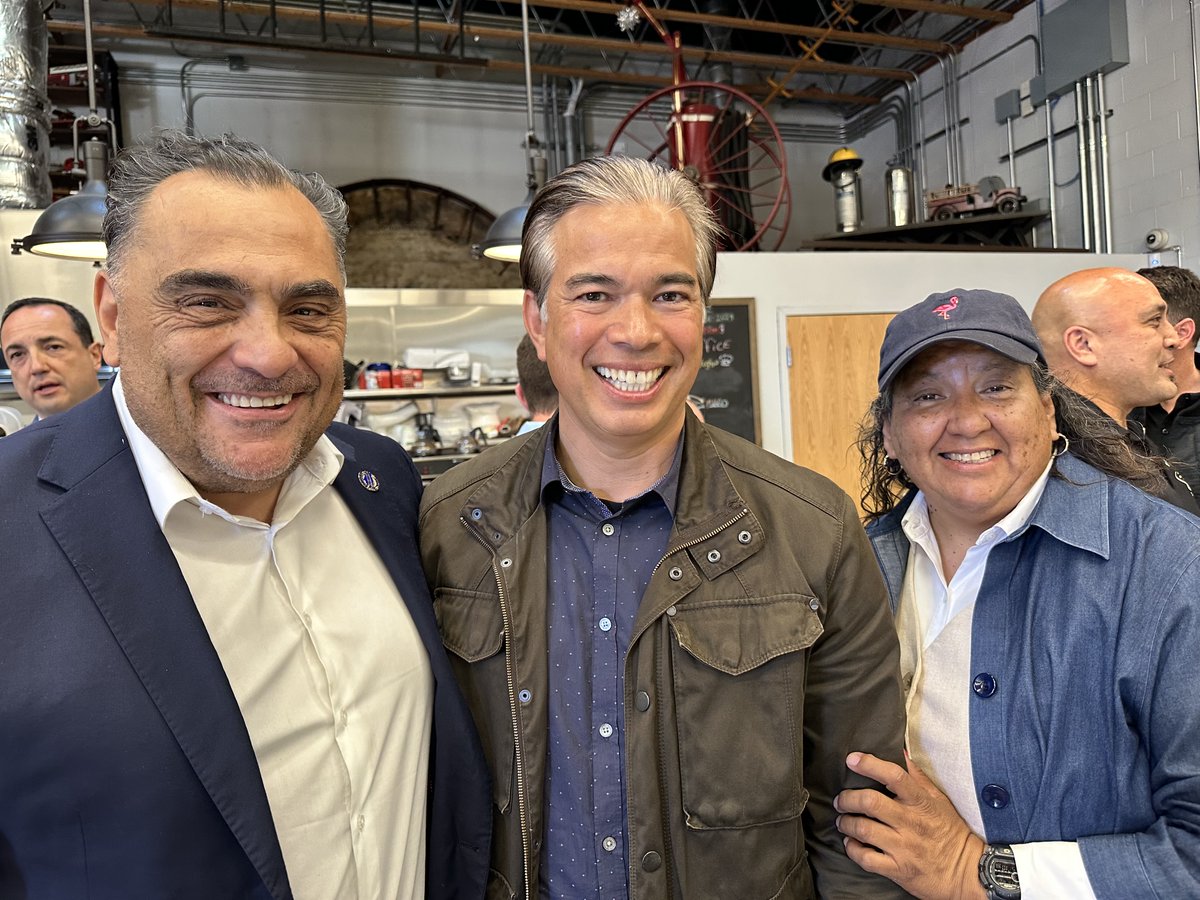 UAPD stands with Rob Bonta, Attorney General of California ✊ Our Executive Director, Doug Chiappetta, and Organizing Director, Rachel Flores, joined fellow Bay Area labor unions at a re-election event that we proudly co-sponsored. Together, we're fighting for justice, equity,
