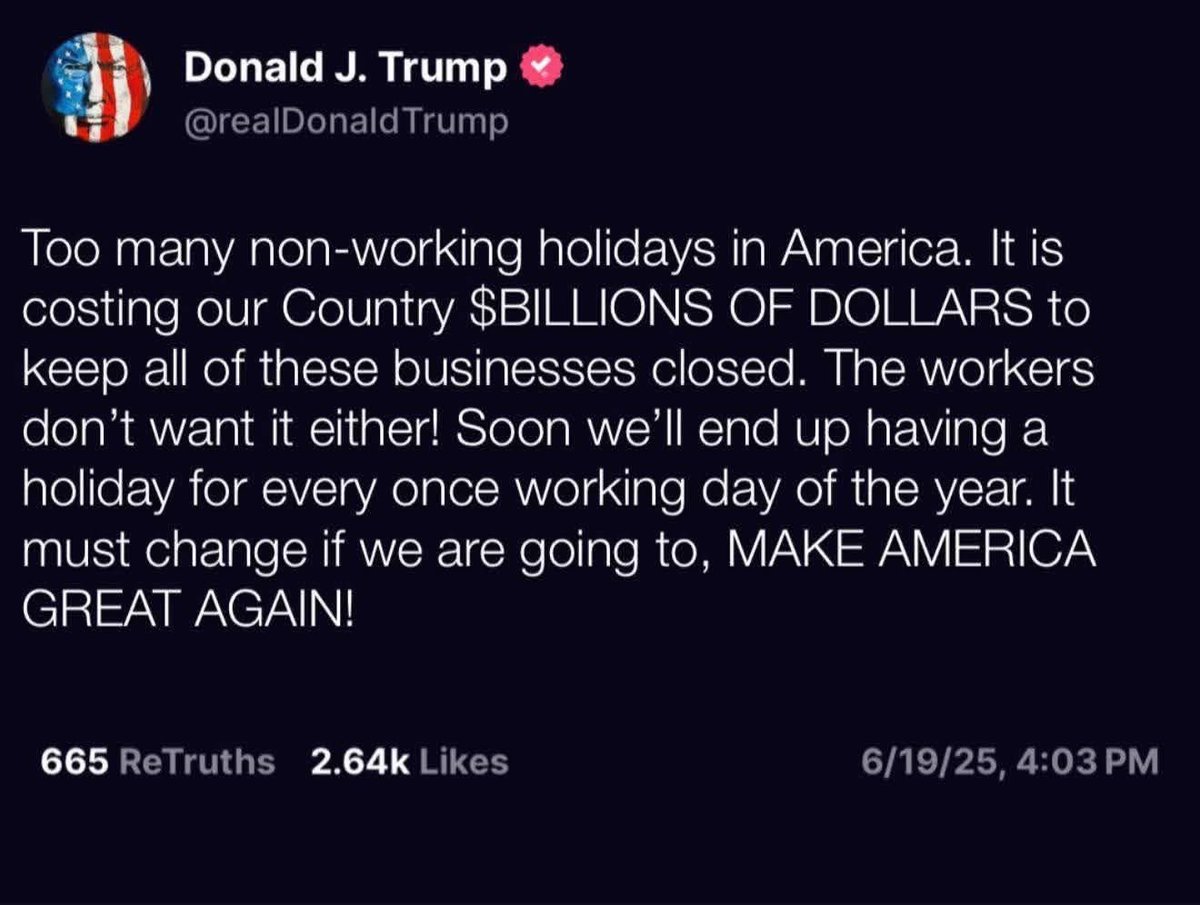 Where was this energy for Columbus Day, Donald Trump? #juneteenth2025