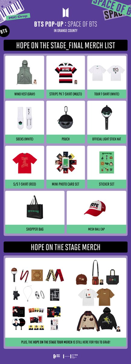 BTS POP-UP : SPACE OF BTS in ORANGE COUNTY 📢MERCH LIST 🧳Come