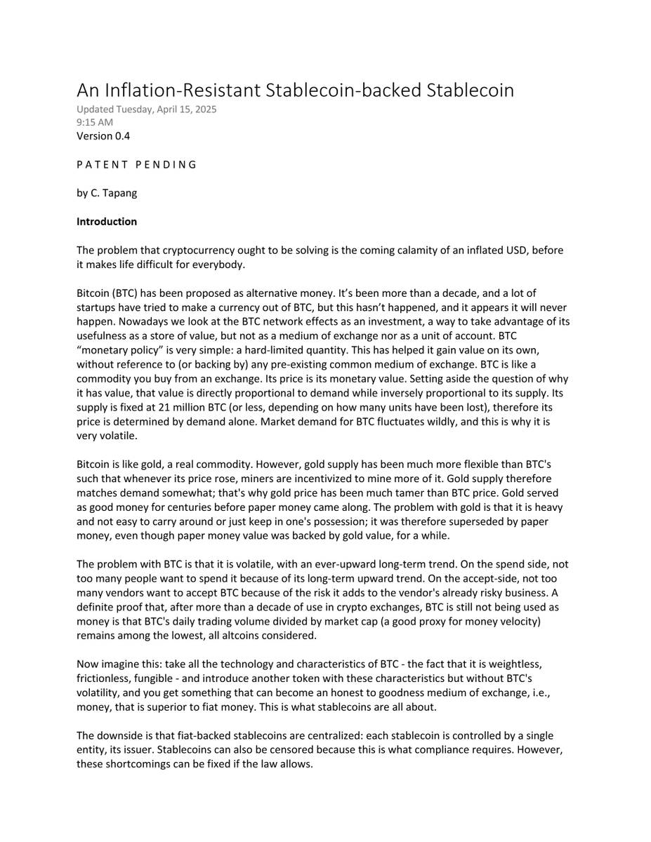 Opening up this idea of an Inflation Resistant Medium of Account (IRMA) for constructive criticism, discussion, or just plain discovery of errors. The lite paper ends with

lnkd.in/gtrmKsKN