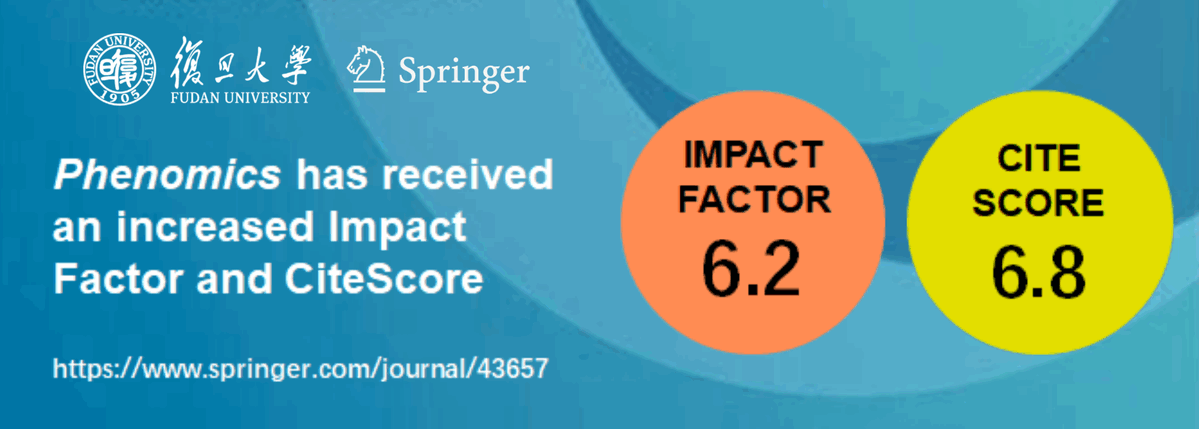 Phenomics丨We are so excited to share that Phenomics <a href="/Phenomics_J/">Phenomics</a>  was awarded an increased Impact Factor of 6.2 (Q1 journal) in 2024 #JCR from <a href="/Clarivate/">Clarivate</a> <a href="/ClarivateAG/">Clarivate for Academia & Government</a> ! Additionally, according to data released by Scopus <a href="/ElsevierConnect/">Elsevier</a>, Phenomics received a #CiteScore of 6.8.