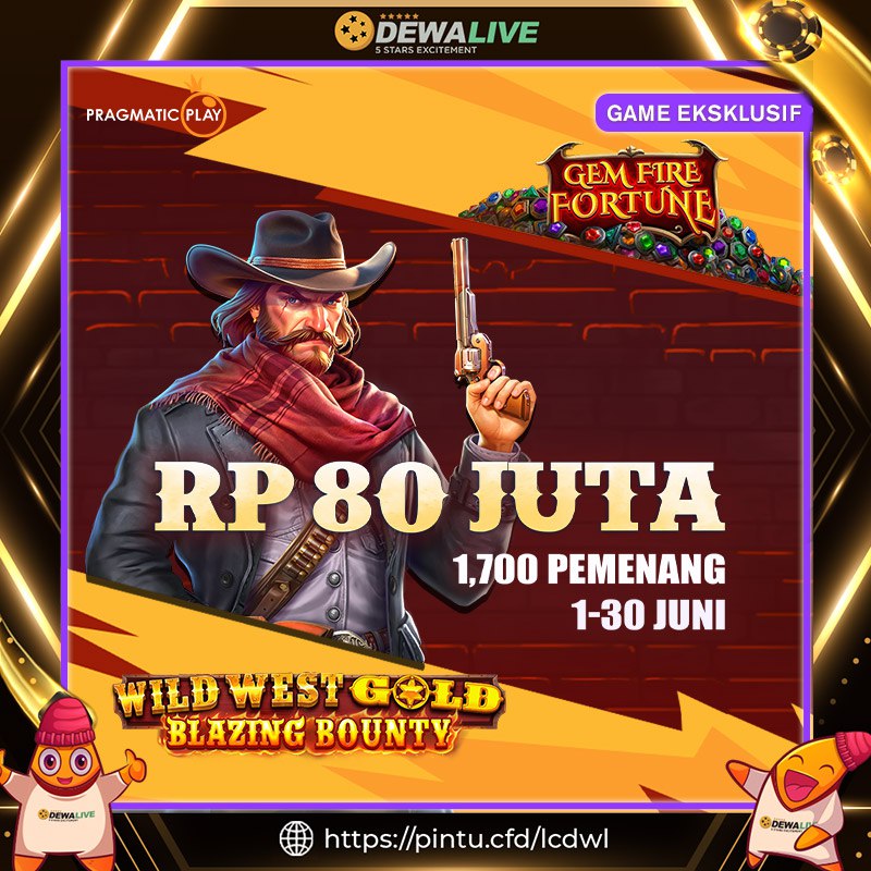 sdtsddrt's tweet photo. DEWALIVE - PRAGMATIC PLAY | Cash Drop Game Eksklusif oleh Pragmatic Play untuk Wild West Gold Blazing Bounty dan Gem Fire Fortune akan berlangsung mulai 01 Juni 2025 s/d 30 Juni 2025 setiap hari dari pukul 00:00 WIB - 23:59 WIB dengan Total hadiah cash drop sebesar RP 80.000.000 https://t.co/GynhOctiUg