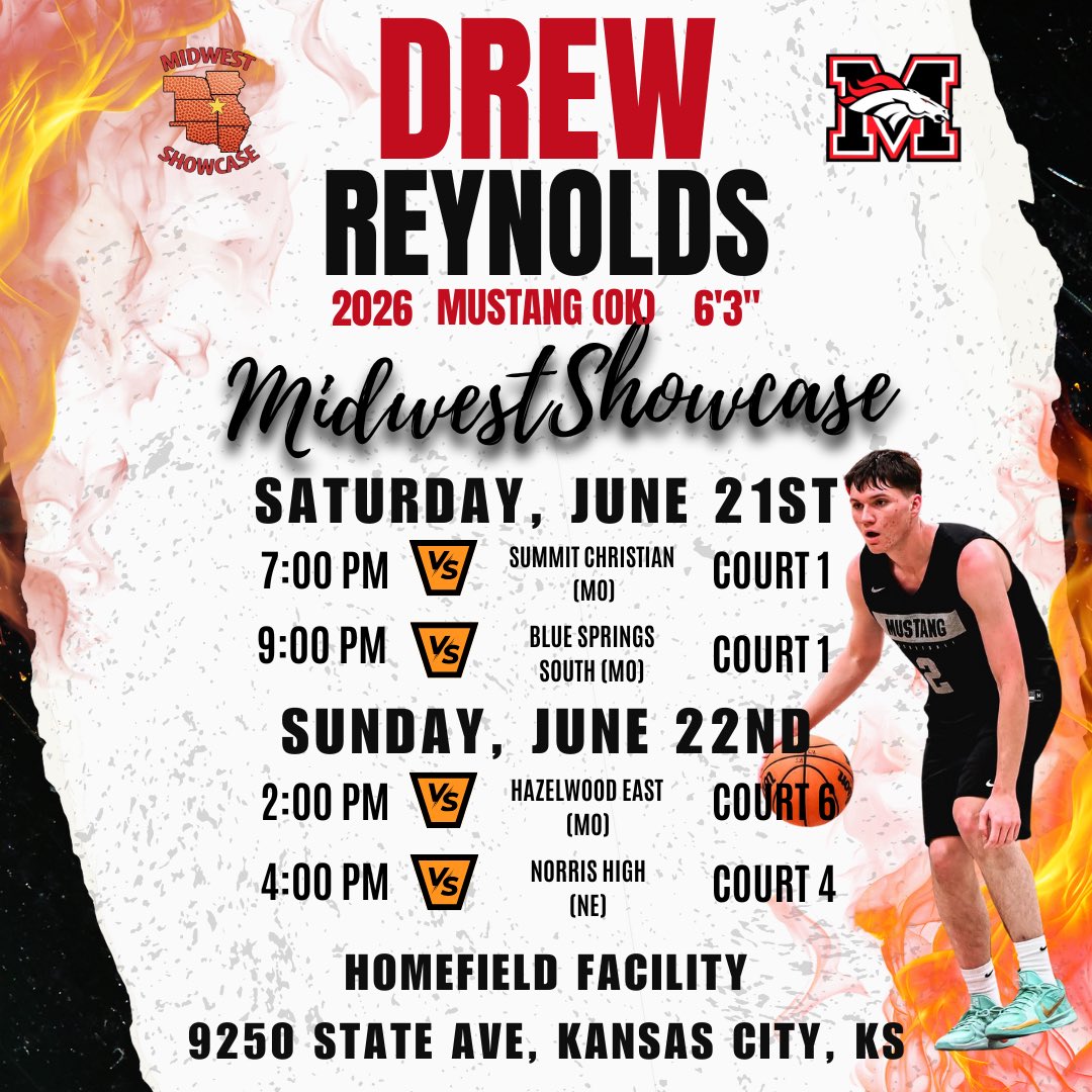 Drew Reynolds (@thedrewreyn1) on Twitter photo Game times for this weekend at the Midwest Showcase
<a href="/DeAngeloAnder10/">Oklahoma Chaos Hoops_Elite</a> <a href="/coachbrandonj_/">Brandon Jackson</a> <a href="/Mustangbball_/">Mustang Boys Basketball</a> <a href="/OkieBall_1/">OkieBall</a> <a href="/CoachJGamblin/">Josh Gamblin</a> <a href="/BrettWeiberg/">Brett Weiberg</a> Game times for this weekend at the Midwest Showcase
<a href="/DeAngeloAnder10/">Oklahoma Chaos Hoops_Elite</a> <a href="/coachbrandonj_/">Brandon Jackson</a> <a href="/Mustangbball_/">Mustang Boys Basketball</a> <a href="/OkieBall_1/">OkieBall</a> <a href="/CoachJGamblin/">Josh Gamblin</a> <a href="/BrettWeiberg/">Brett Weiberg</a>
