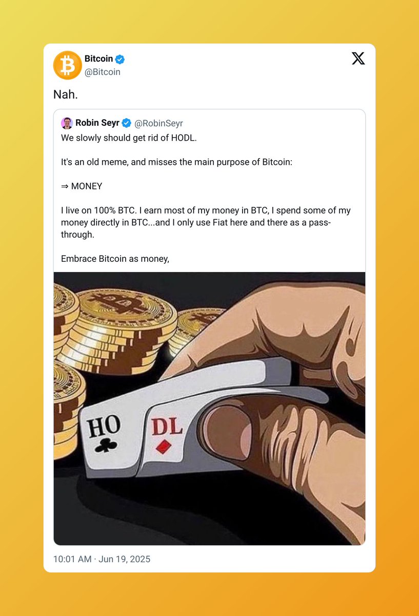 omieds's tweet image. Bitcoin&apos;s &quot;Nah&quot; to actual usage is the ultimate tell. 

&quot;HODL&quot; exposes the scheme. They want you to hold so you can be exit liquidity for the Saylors and Finks.

I use my money, and my money works for me. 

Not the other way around. 

#Bitcoin #ExitLiquidity