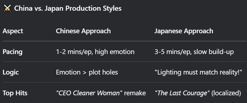 Shortdramaroom's tweet photo. 🎌 Japan’s Slow Adoption in #ShortDrama

"Short" ≠ "Short-Drama": Local platforms like BUMP still make slow-paced, low-density "mini-dramas" (3-5 mins/ep)

❌ "CEO domineering" tropes (Japan hates hierarchy)
✔"ugly duckling" makeovers, double-affair revenge https://t.co/XewOlFx7R6
